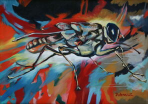 Keine Lust Auf Marilyn, Fliege auf Leinwand, gemalt mit Ölfarben