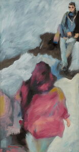 Langer Donnerstag 10, Menschenmassen in der Fußgängerzone, gemalt mit Ölfarben