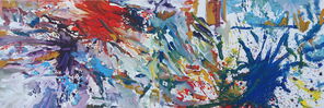 Pilbowbild 260914_a_und_b, acryl & oil on canvas, 80 x 240 cm, Fassung 1, nach dem Event