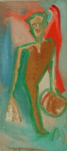 Montag 11.35 Uhr, oil on canvas, 60 x 26 cm