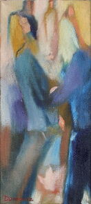 Montag 19.20 Uhr, oil on canvas, 60 x 26 cm