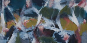 Langer Montag 10, Menschenmassen in der Fußgängerzone, gemalt mit Ölfarben