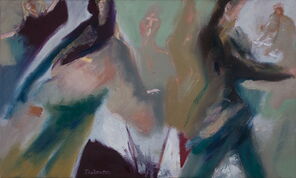 Langer Samstag 2, Menschenmassen in der Fußgängerzone, gemalt mit Ölfarben