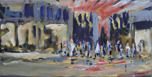 Ecke Pempelforter 1, oil on canvas, 40 x 80 cm