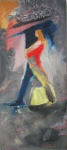 Montag 8.35 Uhr, oil on canvas, 60 x 26 cm