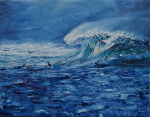 Gelombang 1, oil on canvas, 60 x 75 cm