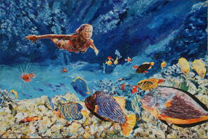 Unter Wasser 230321, oil on canvas, 80 x 120 cm