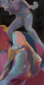 Langer Donnerstag 9, Menschenmassen in der Fußgängerzone, gemalt mit Ölfarben