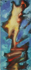 Montag 10.10 Uhr, oil on canvas, 60 x 26 cm