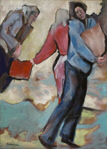 Langer Donnerstag 8 Links, Menschenmassen in der Fußgängerzone, gemalt mit Ölfarben