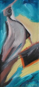 Montag 7.35 Uhr, oil on canvas, 60 x 26 cm