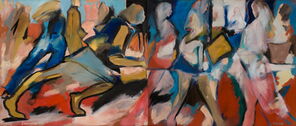 Gleis 30 Ost und West, oil on canvas, 170 x 400 cm, 2-teilig