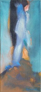 Montag 19.15 Uhr, oil on canvas, 60 x 26 cm