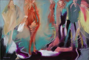 Langer Freitag 6, Menschenmassen in der Fußgängerzone, gemalt mit Ölfarben