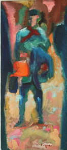 Montag 8.30 Uhr, oil on canvas, 60 x 26 cm