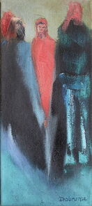 Montag 19.05 Uhr, oil on canvas, 60 x 26 cm