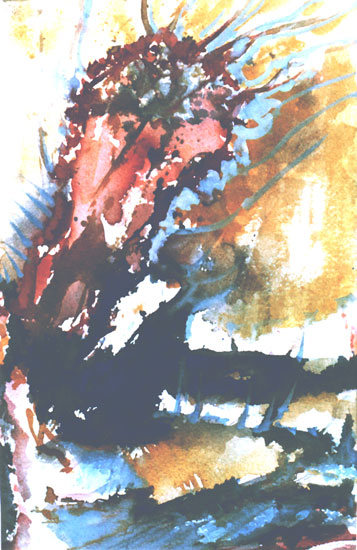 Morgenlicht, Mischtechnik auf Papier