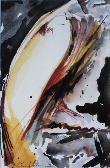 Es lösen sich die Fluten, Mischtechnik auf Papier