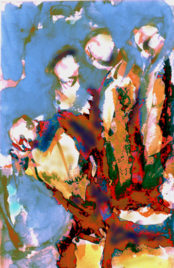 Rat der Götter, Mischtechnik auf Papier