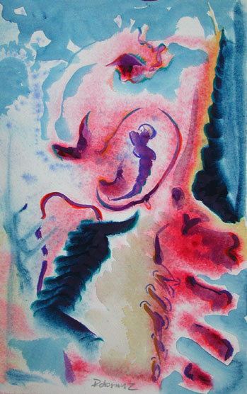 Auf dem Weg zu Brunhildes Klippe, Mischtechnik auf Papier