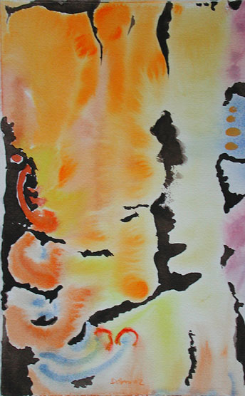 Plötzlich erhellt sich die Flut, Mischtechnik auf Papier