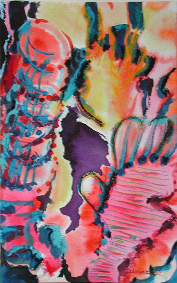 Schwert und Frau sind ihm, Mischtechnik auf Papier